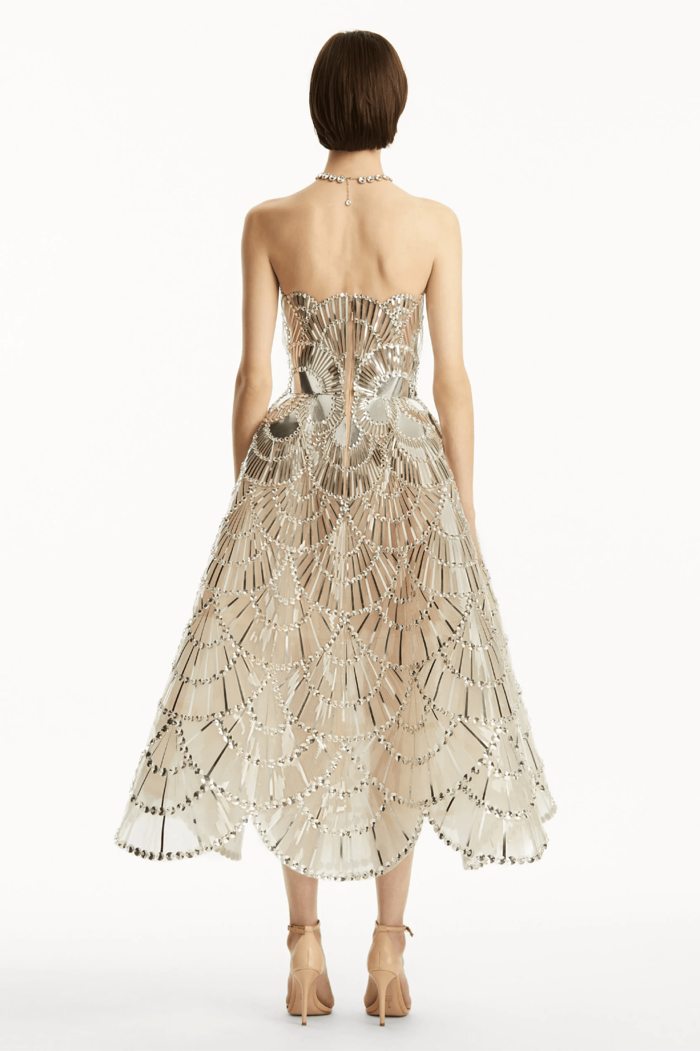 Sequin & Crystal Scallop Embroidered Gown - ALBOUSHIYA - district 5 - dubai - riyadh - abaya - dresses - designers - evening wear - luxury - elegance - craftsmanship - gowns - cocktail dresses - collections - georges