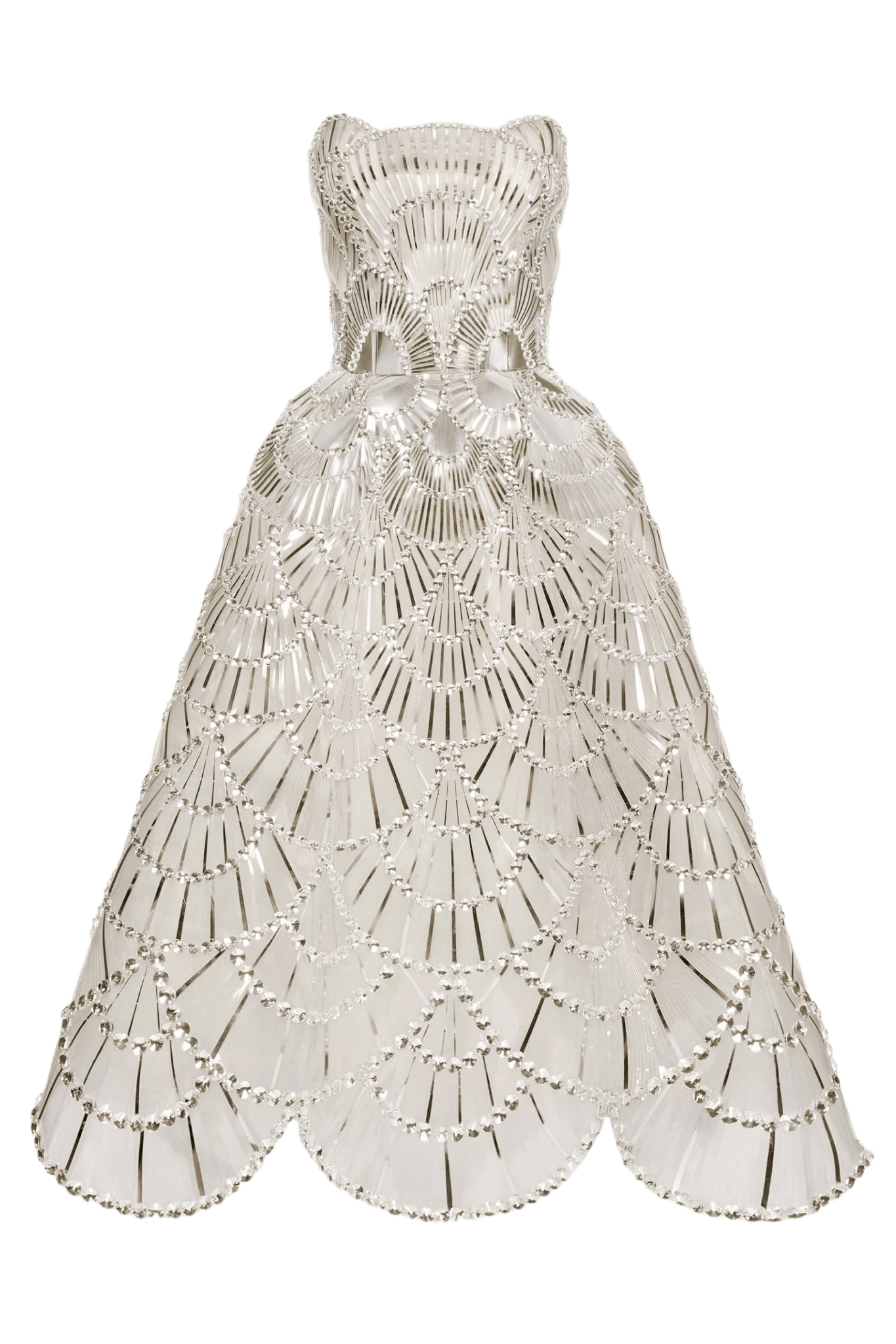 Sequin & Crystal Scallop Embroidered Gown - ALBOUSHIYA - district 5 - dubai - riyadh - abaya - dresses - designers - evening wear - luxury - elegance - craftsmanship - gowns - cocktail dresses - collections - georges