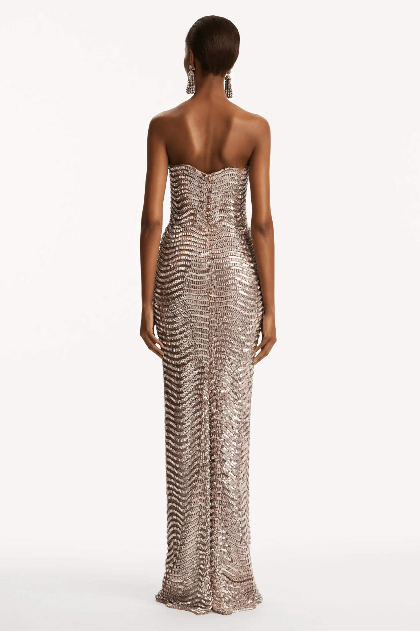 Sequin & Crystal Wave Embroidered Gown - ALBOUSHIYA - district 5 - dubai - riyadh - abaya - dresses - designers - evening wear - luxury - elegance - craftsmanship - gowns - cocktail dresses - collections - georges