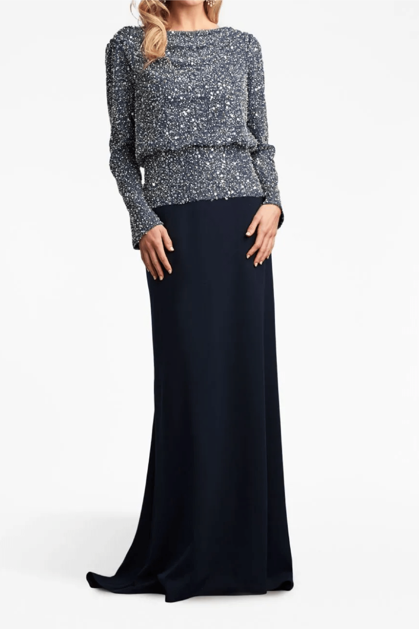 Sequin - Embellished Paneled Gown - ALBOUSHIYA - district 5 - dubai - riyadh - abaya - dresses - designers - evening wear - luxury - elegance - craftsmanship - gowns - cocktail dresses - collections - georges