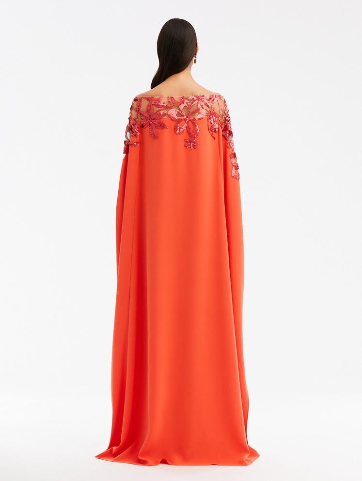 Sequin Embroidered Illusion Neck & Sleeve Caftan - ALBOUSHIYA - district 5 - dubai - riyadh - abaya - dresses - designers - evening wear - luxury - elegance - craftsmanship - gowns - cocktail dresses - collections - georges