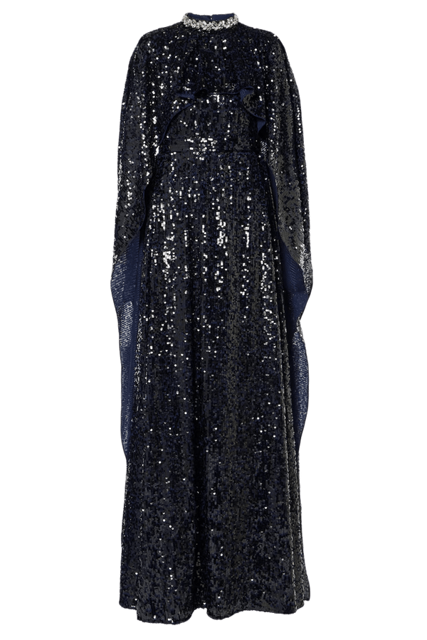 Sequined Caped Gown - ALBOUSHIYA - district 5 - dubai - riyadh - abaya - dresses - designers - evening wear - luxury - elegance - craftsmanship - gowns - cocktail dresses - collections - georges