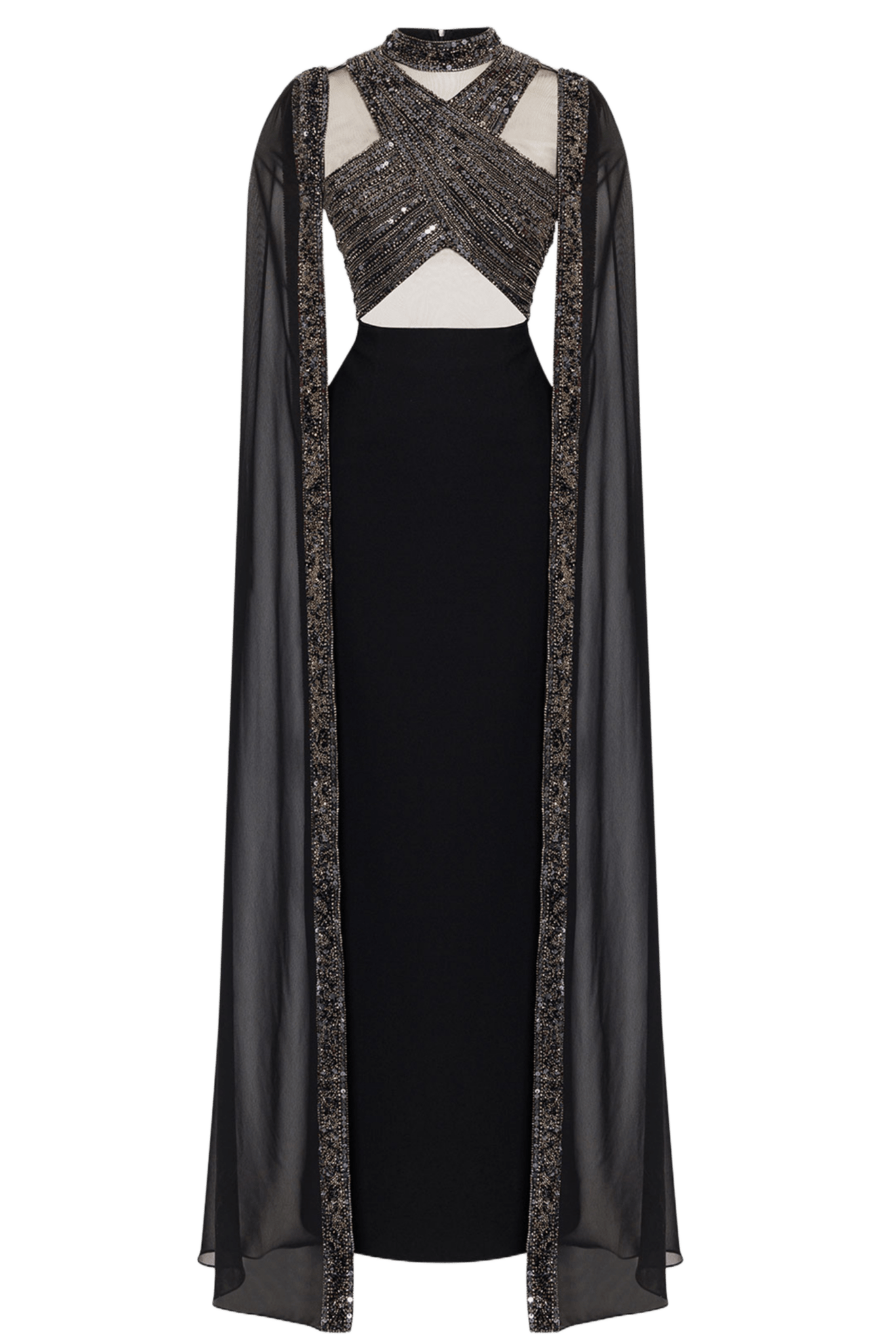 Sequined Cross Body Gown - ALBOUSHIYA - district 5 - dubai - riyadh - abaya - dresses - designers - evening wear - luxury - elegance - craftsmanship - gowns - cocktail dresses - collections - georges
