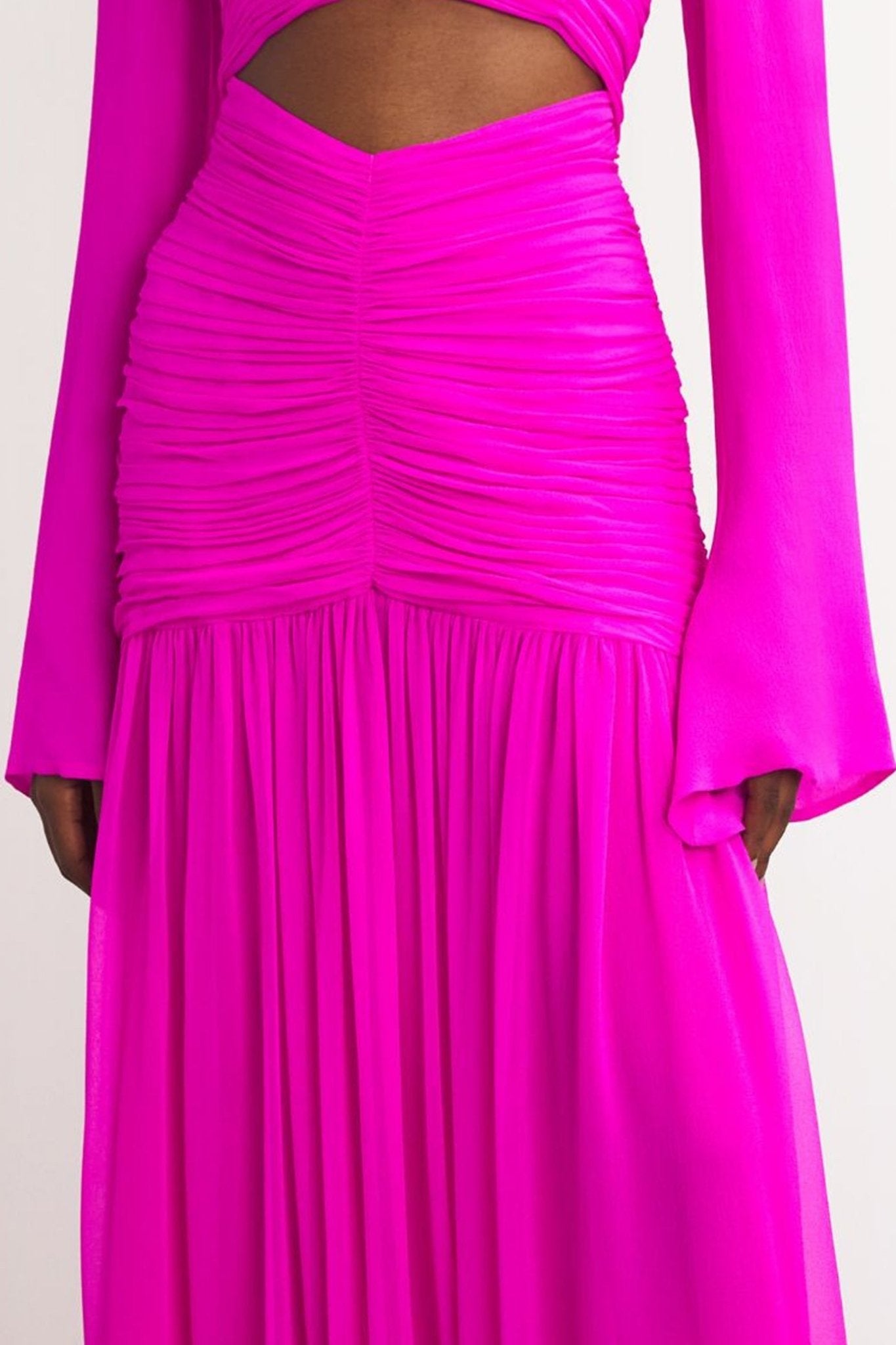Silk Ruched Cut - Out Marilla Gown - ALBOUSHIYA - district 5 - dubai - riyadh - abaya - dresses - designers - evening wear - luxury - elegance - craftsmanship - gowns - cocktail dresses - collections - georges