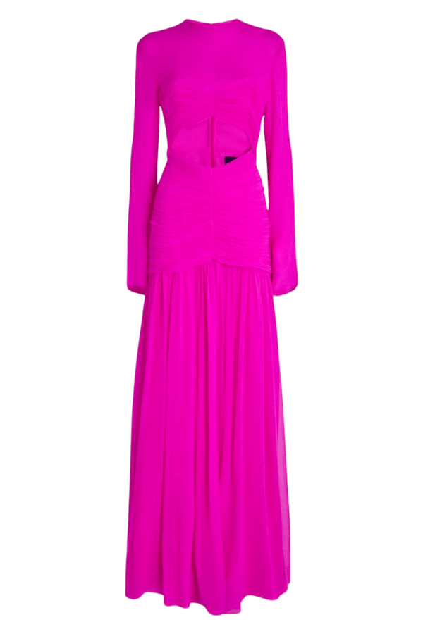 Silk Ruched Cut - Out Marilla Gown - ALBOUSHIYA - district 5 - dubai - riyadh - abaya - dresses - designers - evening wear - luxury - elegance - craftsmanship - gowns - cocktail dresses - collections - georges