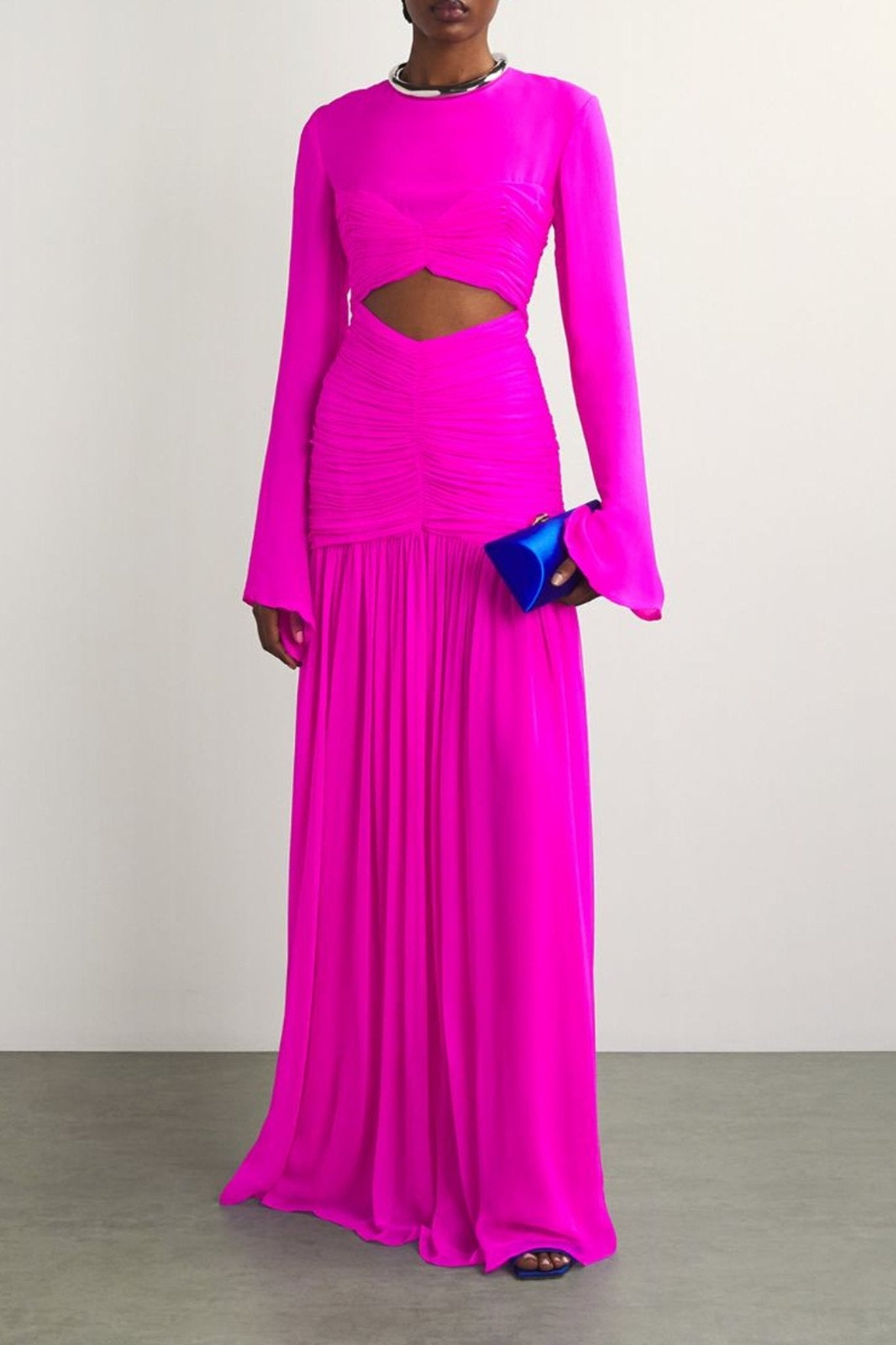 Silk Ruched Cut - Out Marilla Gown - ALBOUSHIYA - district 5 - dubai - riyadh - abaya - dresses - designers - evening wear - luxury - elegance - craftsmanship - gowns - cocktail dresses - collections - georges