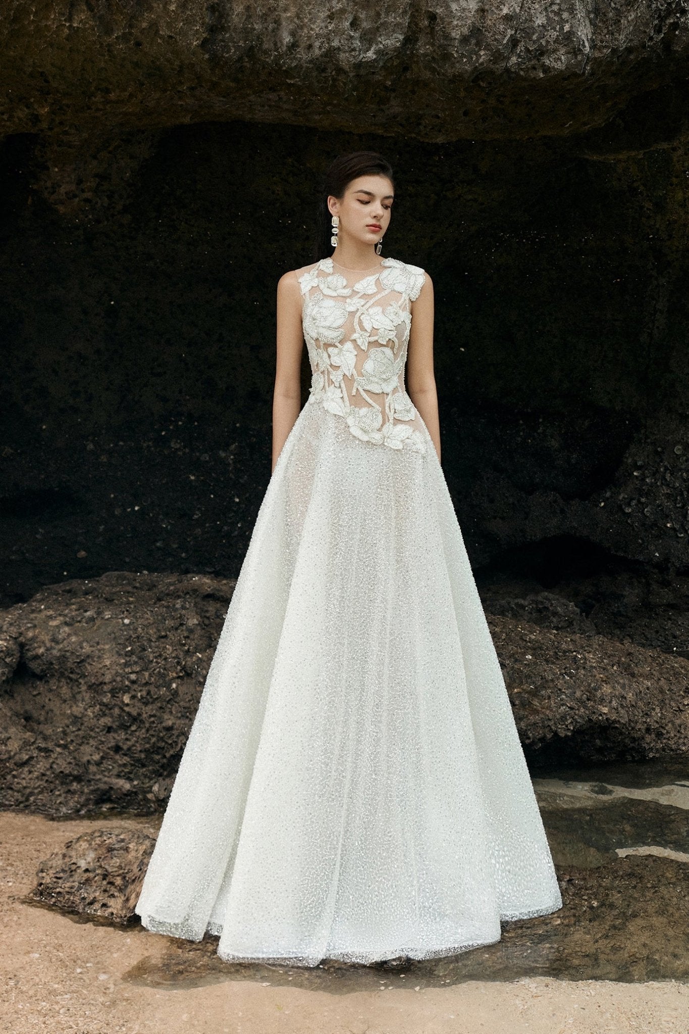 Sleeveless A Line Ball Gown - ALBOUSHIYA - district 5 - dubai - riyadh - abaya - dresses - designers - evening wear - luxury - elegance - craftsmanship - gowns - cocktail dresses - collections - georges