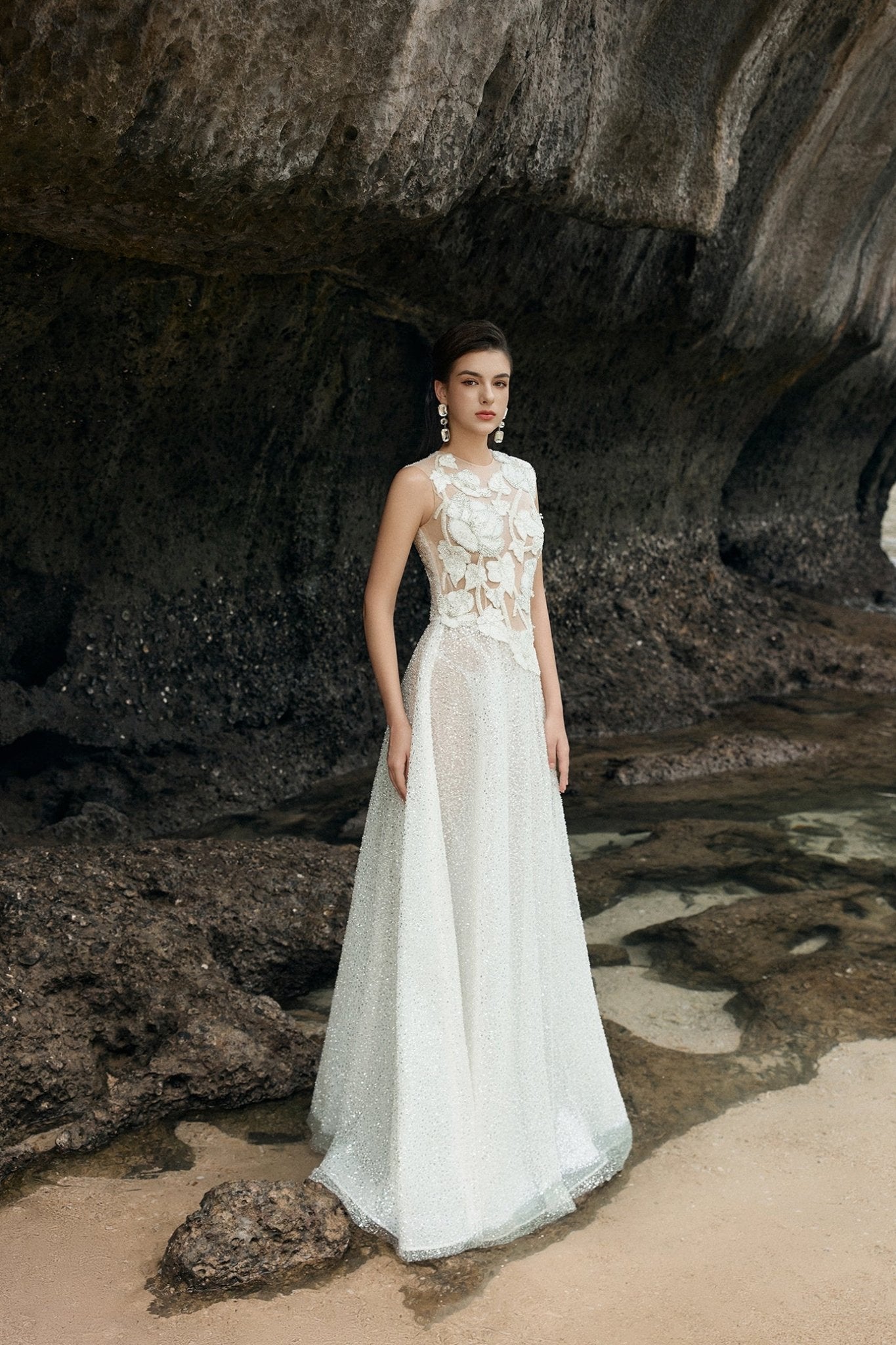 Sleeveless A Line Ball Gown - ALBOUSHIYA - district 5 - dubai - riyadh - abaya - dresses - designers - evening wear - luxury - elegance - craftsmanship - gowns - cocktail dresses - collections - georges