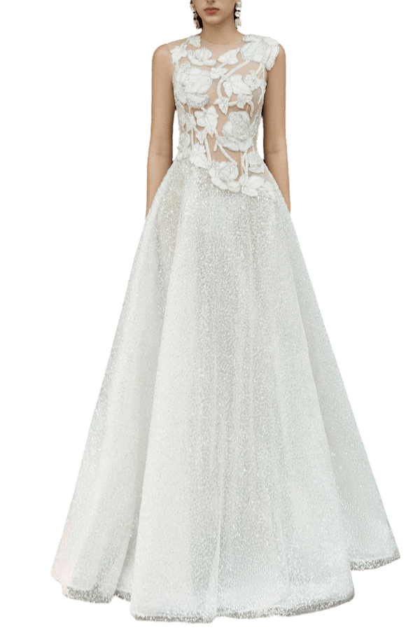 Sleeveless A Line Ball Gown - ALBOUSHIYA - district 5 - dubai - riyadh - abaya - dresses - designers - evening wear - luxury - elegance - craftsmanship - gowns - cocktail dresses - collections - georges