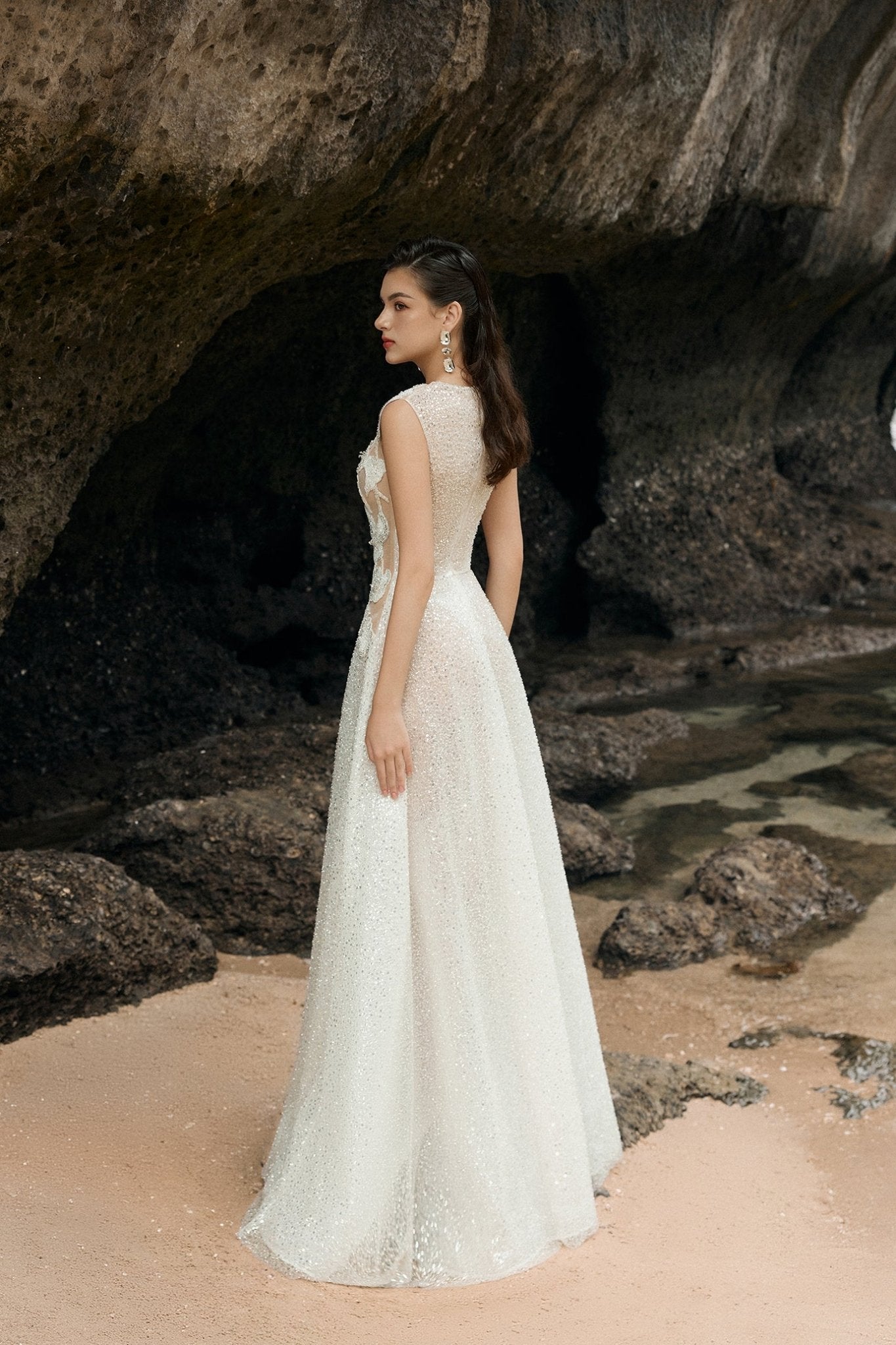 Sleeveless A Line Ball Gown - ALBOUSHIYA - district 5 - dubai - riyadh - abaya - dresses - designers - evening wear - luxury - elegance - craftsmanship - gowns - cocktail dresses - collections - georges