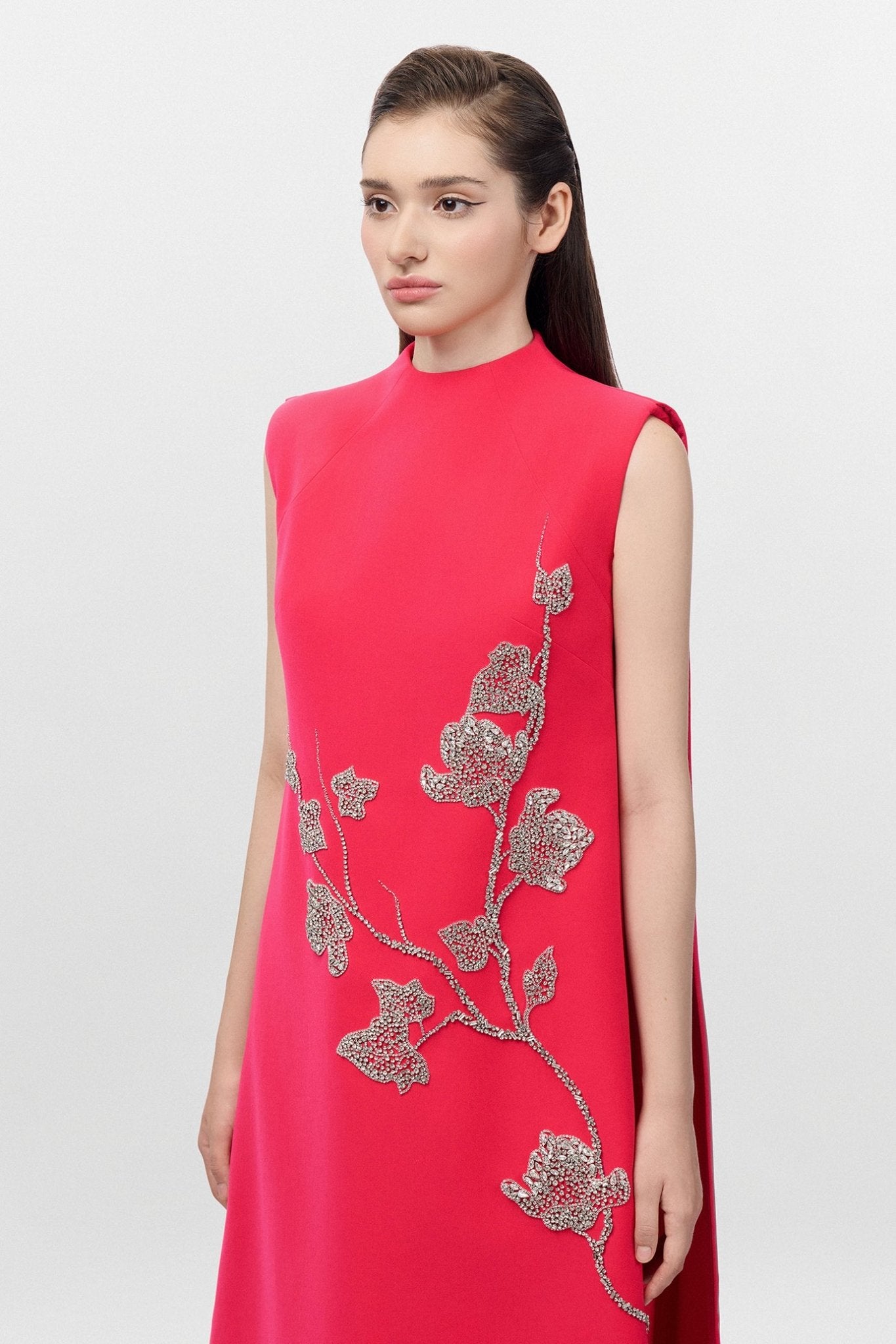 Sleeveless A - Line Dress - ALBOUSHIYA - district 5 - dubai - riyadh - abaya - dresses - designers - evening wear - luxury - elegance - craftsmanship - gowns - cocktail dresses - collections - georges