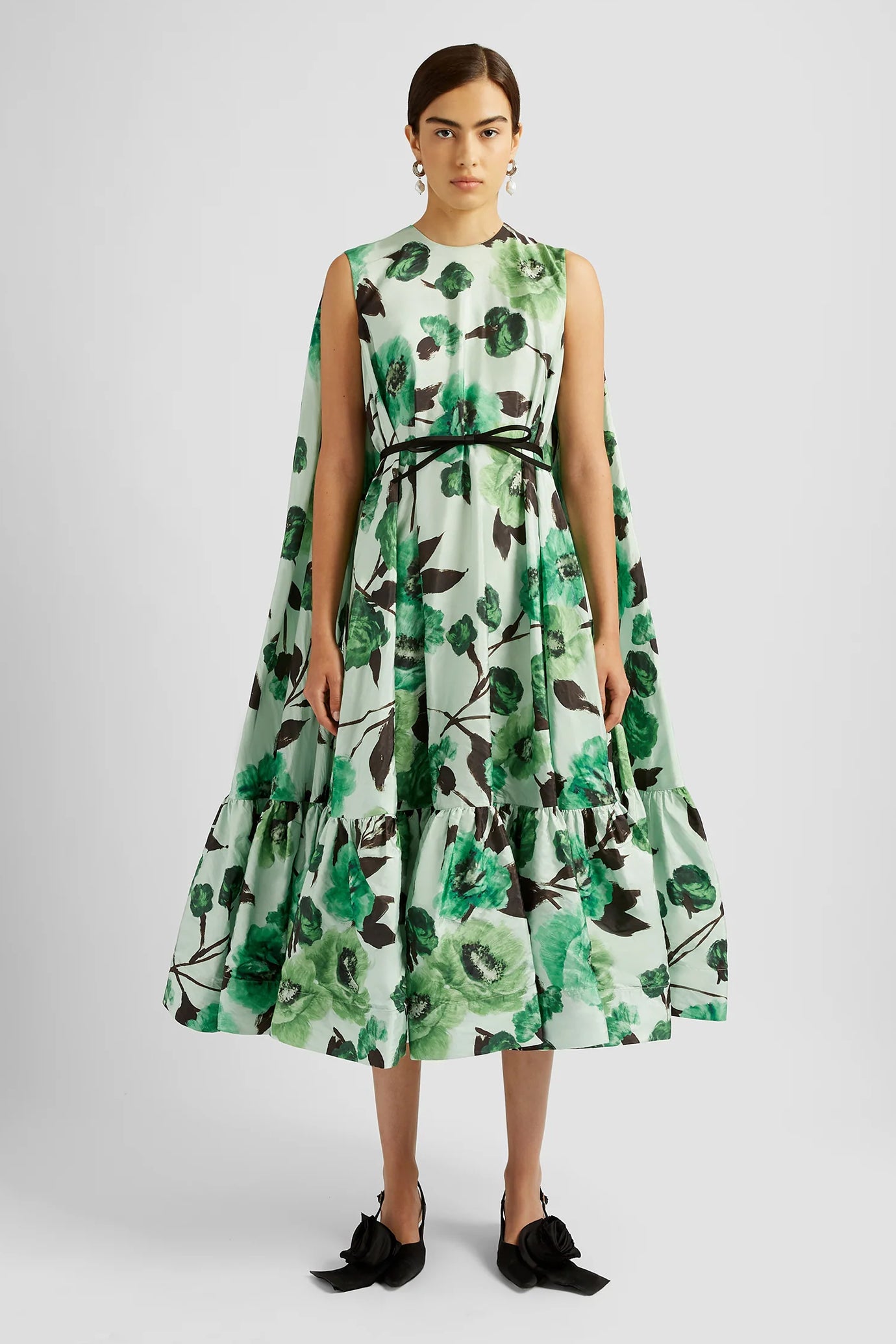 Sleeveless Dress With Cape Detail