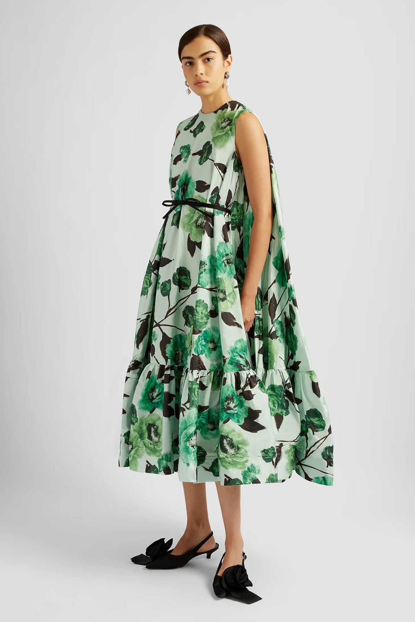 Sleeveless Dress With Cape Detail