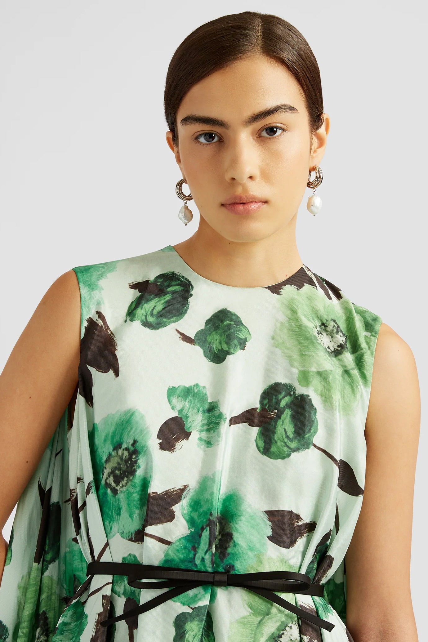 Sleeveless Dress With Cape Detail