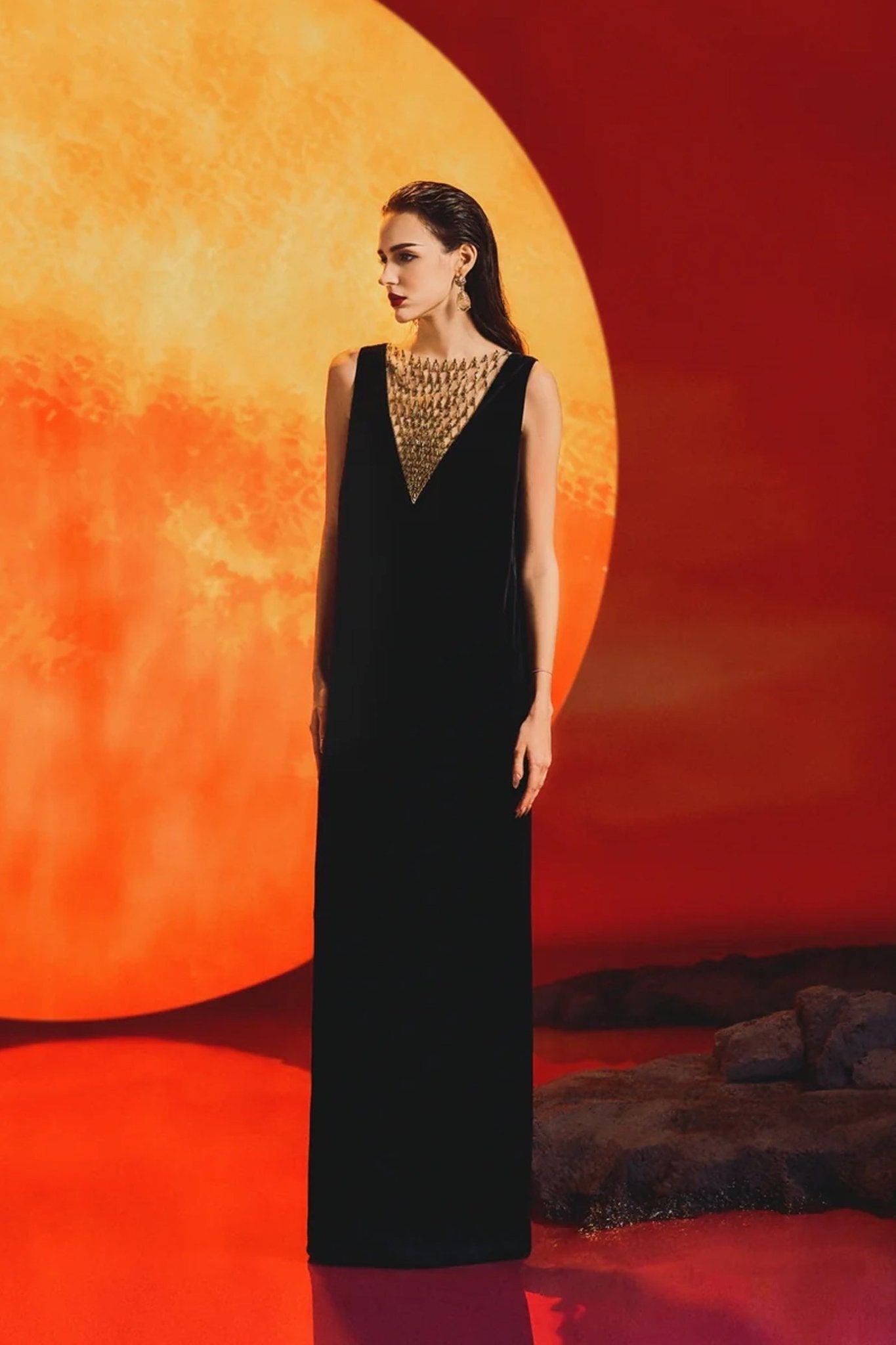 Sleeveless See - Through Chest Dress - ALBOUSHIYA - district 5 - dubai - riyadh - abaya - dresses - designers - evening wear - luxury - elegance - craftsmanship - gowns - cocktail dresses - collections - georges