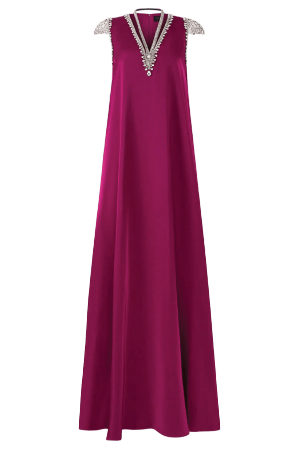Sleeveless V - Neck Straight Dress - ALBOUSHIYA - district 5 - dubai - riyadh - abaya - dresses - designers - evening wear - luxury - elegance - craftsmanship - gowns - cocktail dresses - collections - georges