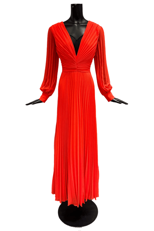 Soft Long Deep V - Neck Gown - ALBOUSHIYA - district 5 - dubai - riyadh - abaya - dresses - designers - evening wear - luxury - elegance - craftsmanship - gowns - cocktail dresses - collections - georges