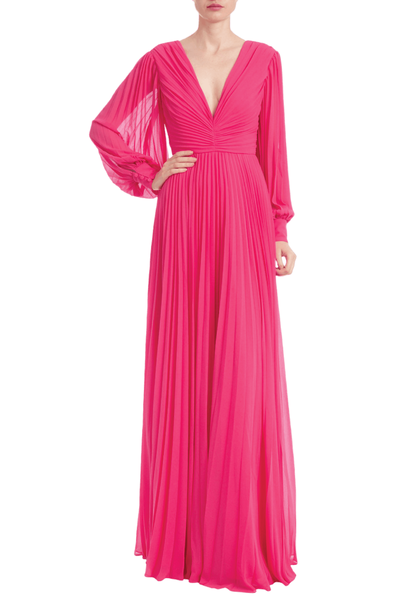 Soft Long Deep V - Neck Gown - ALBOUSHIYA - district 5 - dubai - riyadh - abaya - dresses - designers - evening wear - luxury - elegance - craftsmanship - gowns - cocktail dresses - collections - georges