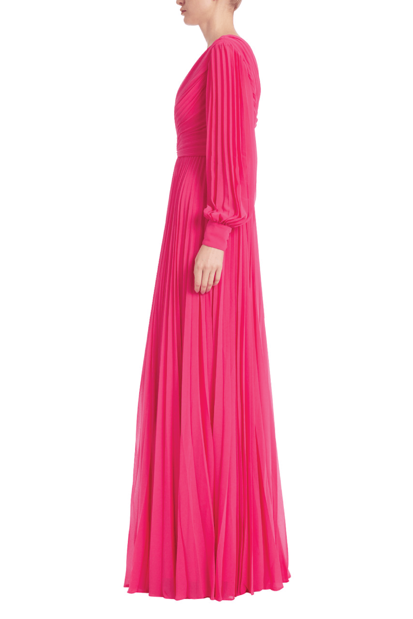 Soft Long Deep V - Neck Gown - ALBOUSHIYA - district 5 - dubai - riyadh - abaya - dresses - designers - evening wear - luxury - elegance - craftsmanship - gowns - cocktail dresses - collections - georges