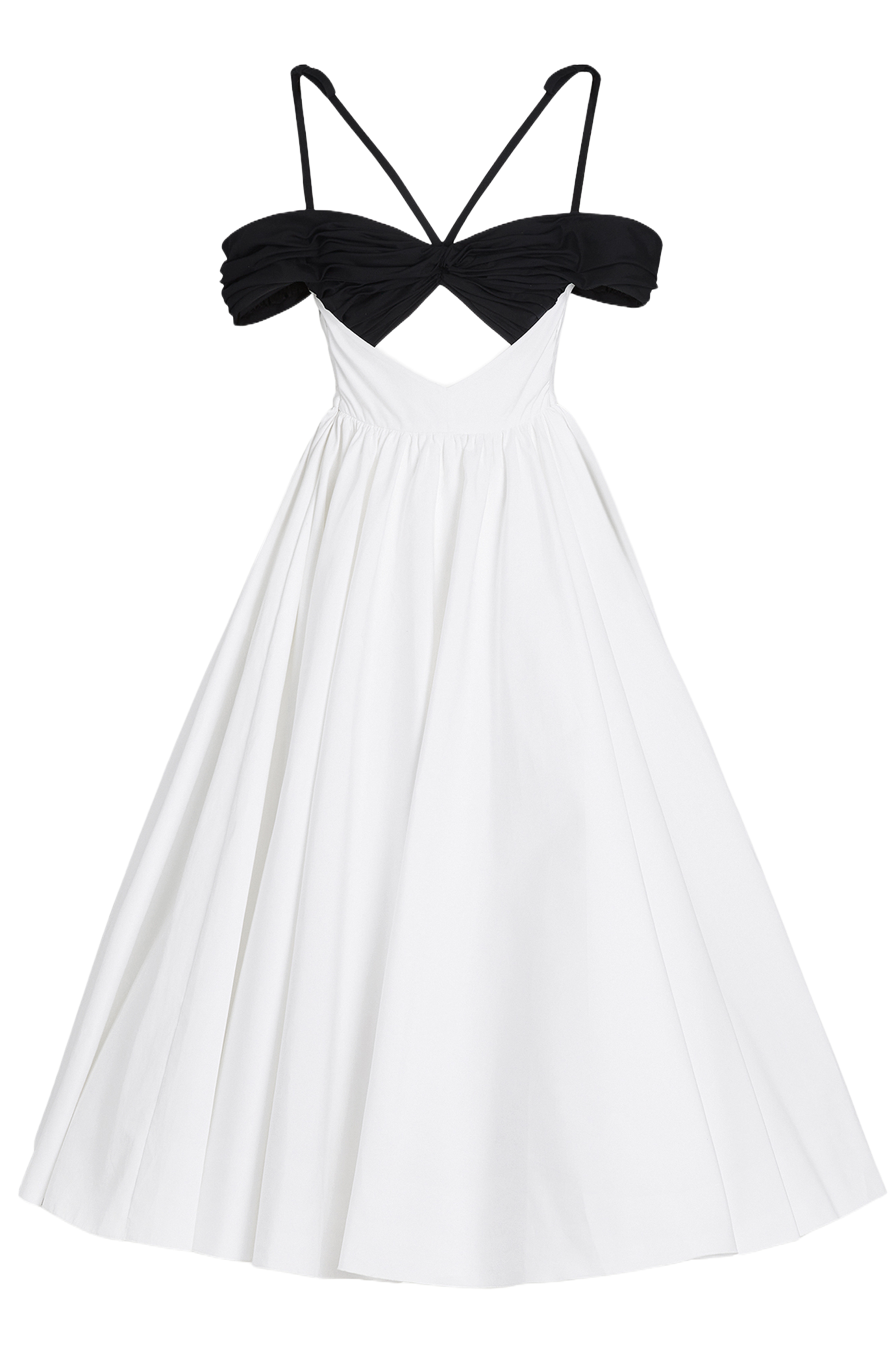 Maxi Ivory Popeline Dress and Black Top
