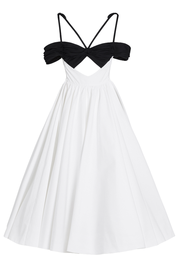 Maxi Ivory Popeline Dress and Black Top