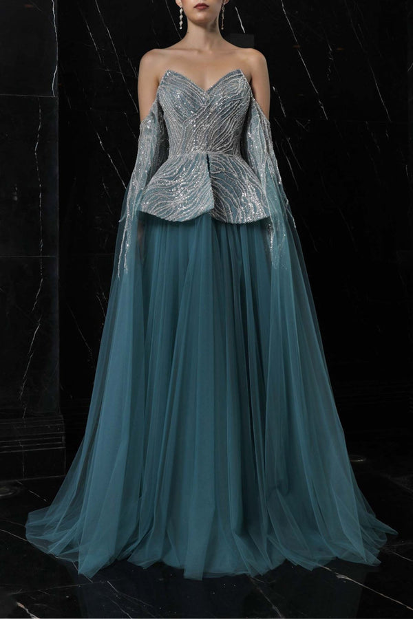 Starlit Symphony Gown - ALBOUSHIYA - district 5 - dubai - riyadh - abaya - dresses - designers - evening wear - luxury - elegance - craftsmanship - gowns - cocktail dresses - collections - georges