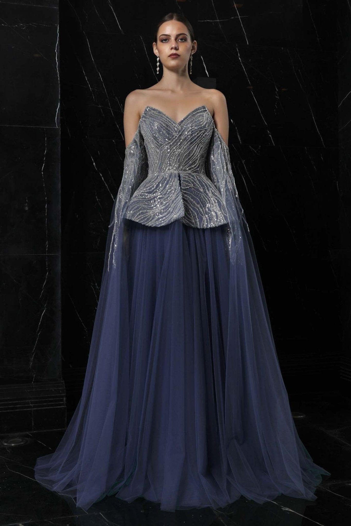 Starlit Symphony Gown - ALBOUSHIYA - district 5 - dubai - riyadh - abaya - dresses - designers - evening wear - luxury - elegance - craftsmanship - gowns - cocktail dresses - collections - georges