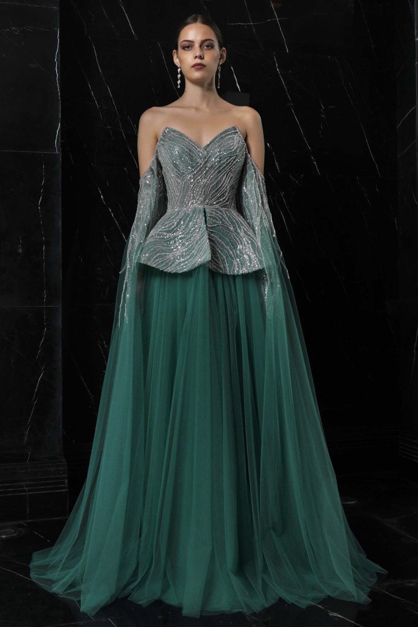 Starlit Symphony Gown - ALBOUSHIYA - district 5 - dubai - riyadh - abaya - dresses - designers - evening wear - luxury - elegance - craftsmanship - gowns - cocktail dresses - collections - georges