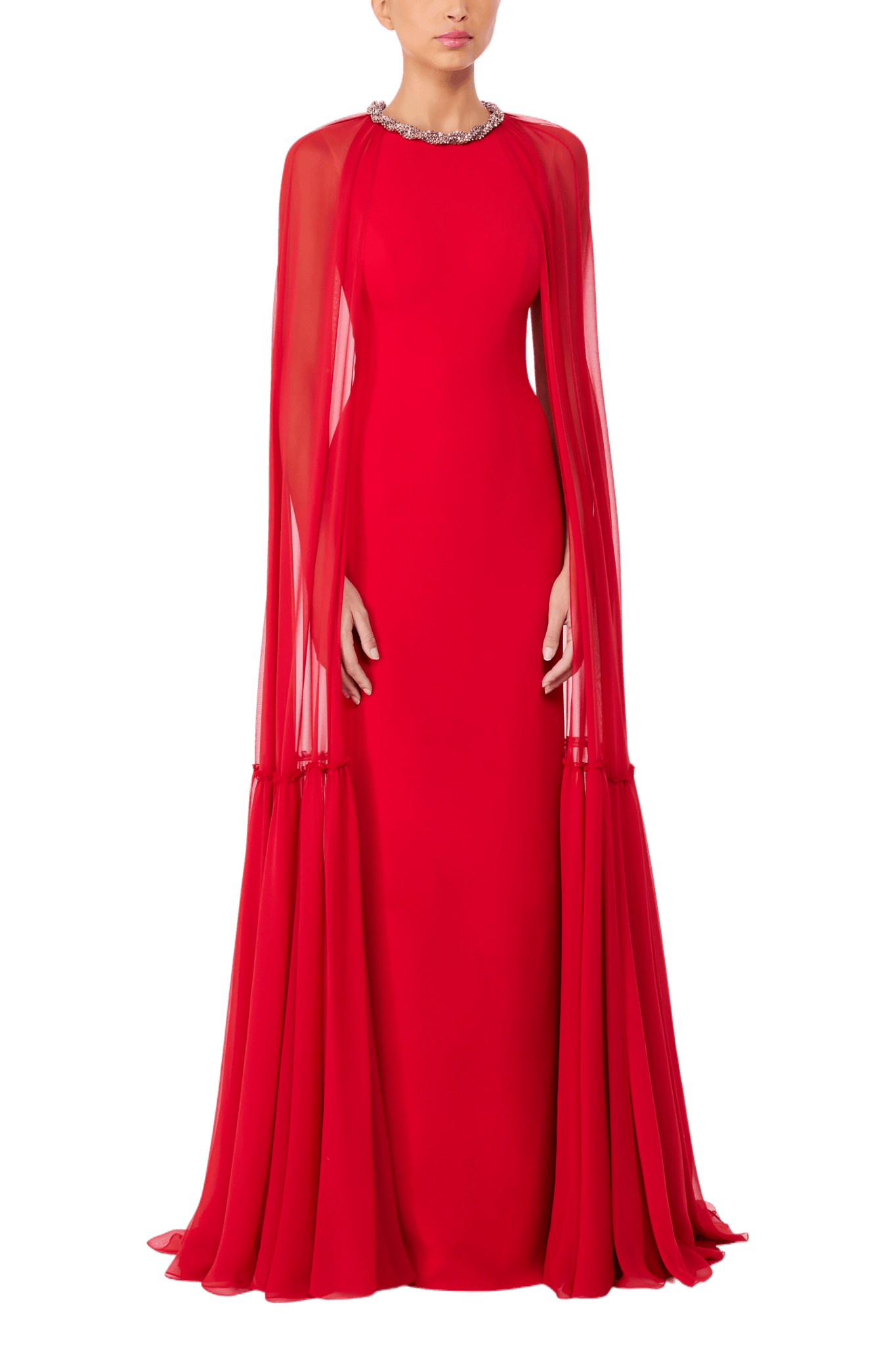 Storm Chilli Red Gown - ALBOUSHIYA - district 5 - dubai - riyadh - abaya - dresses - designers - evening wear - luxury - elegance - craftsmanship - gowns - cocktail dresses - collections - georges