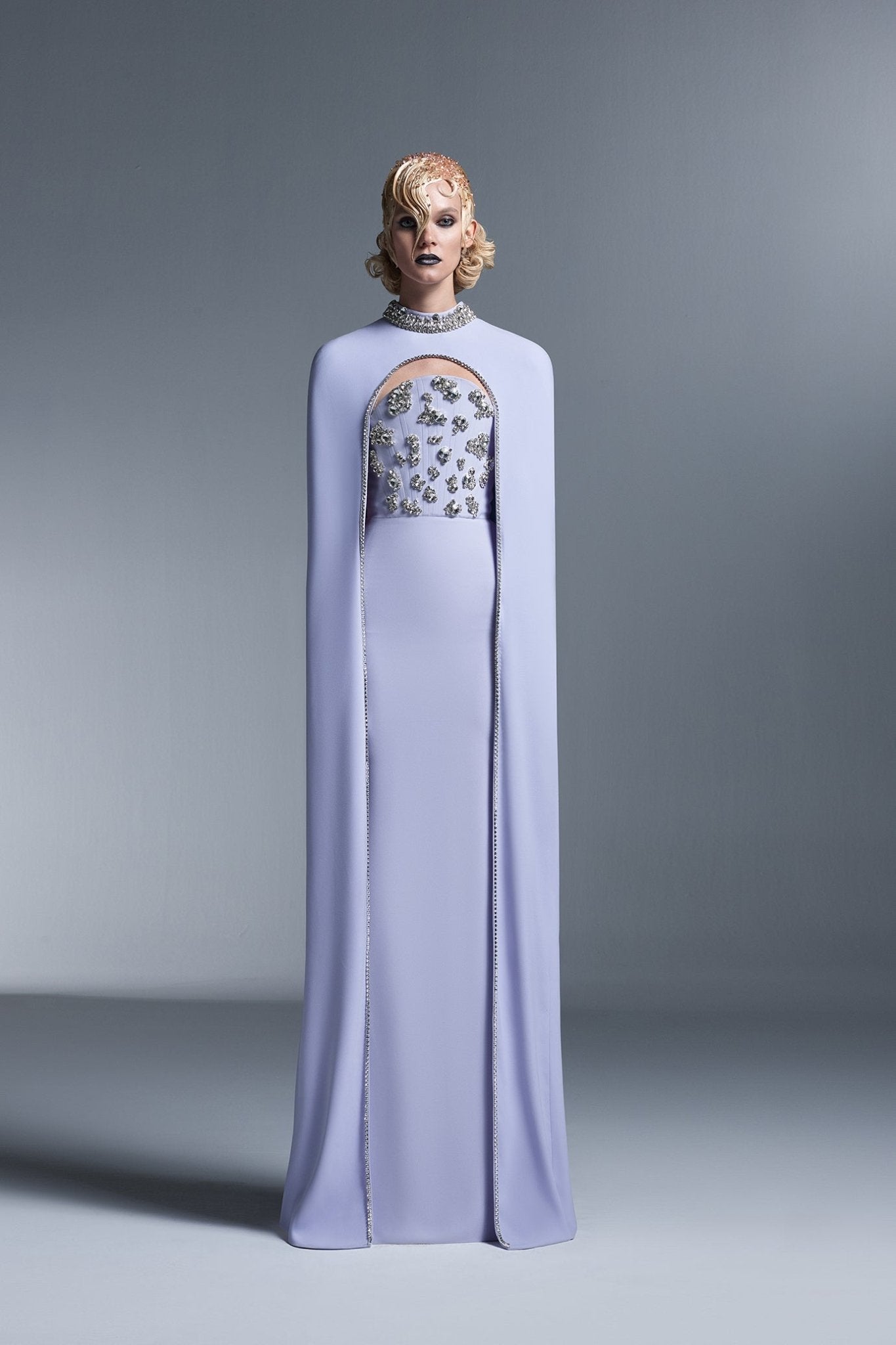 Strapless Gown with Detachable Cape - ALBOUSHIYA - district 5 - dubai - riyadh - abaya - dresses - designers - evening wear - luxury - elegance - craftsmanship - gowns - cocktail dresses - collections - georges