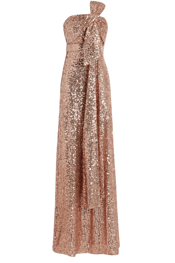 Strapless Sequined Gown with Bow - ALBOUSHIYA - district 5 - dubai - riyadh - abaya - dresses - designers - evening wear - luxury - elegance - craftsmanship - gowns - cocktail dresses - collections - georges
