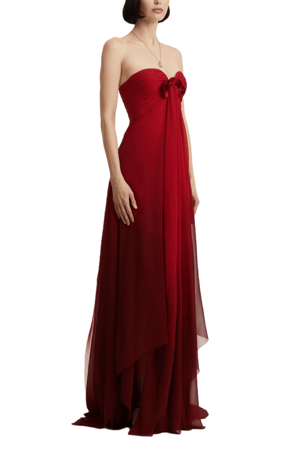 Strapless Silk Chiffon Gown - ALBOUSHIYA - district 5 - dubai - riyadh - abaya - dresses - designers - evening wear - luxury - elegance - craftsmanship - gowns - cocktail dresses - collections - georges