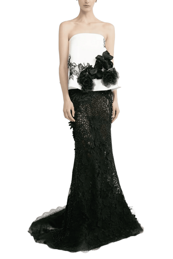 Strapless Top with Slim Skirt - ALBOUSHIYA - district 5 - dubai - riyadh - abaya - dresses - designers - evening wear - luxury - elegance - craftsmanship - gowns - cocktail dresses - collections - georges