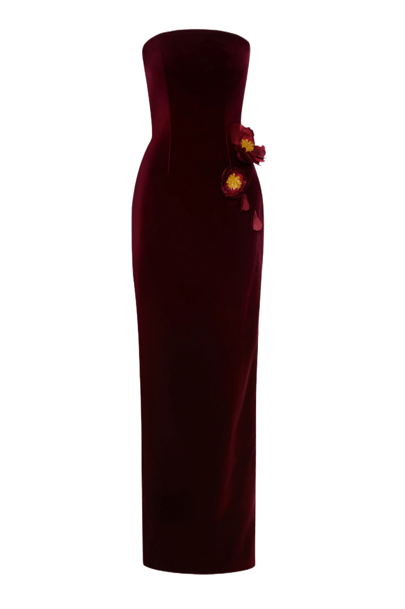 Strapless Velvet Appliqué Gown - ALBOUSHIYA - district 5 - dubai - riyadh - abaya - dresses - designers - evening wear - luxury - elegance - craftsmanship - gowns - cocktail dresses - collections - georges