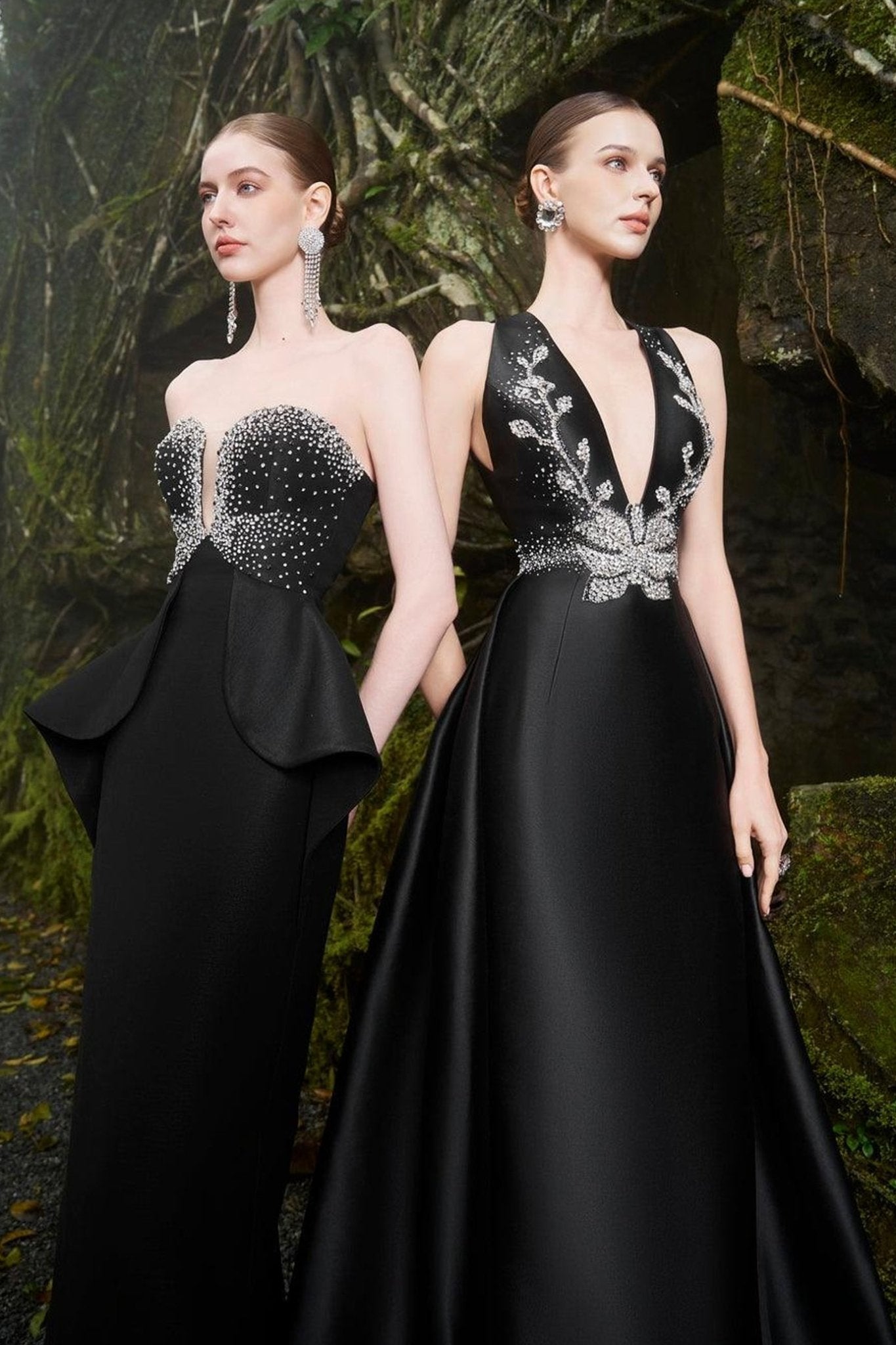 Strappy Deep V - Neck Dress - ALBOUSHIYA - district 5 - dubai - riyadh - abaya - dresses - designers - evening wear - luxury - elegance - craftsmanship - gowns - cocktail dresses - collections - georges