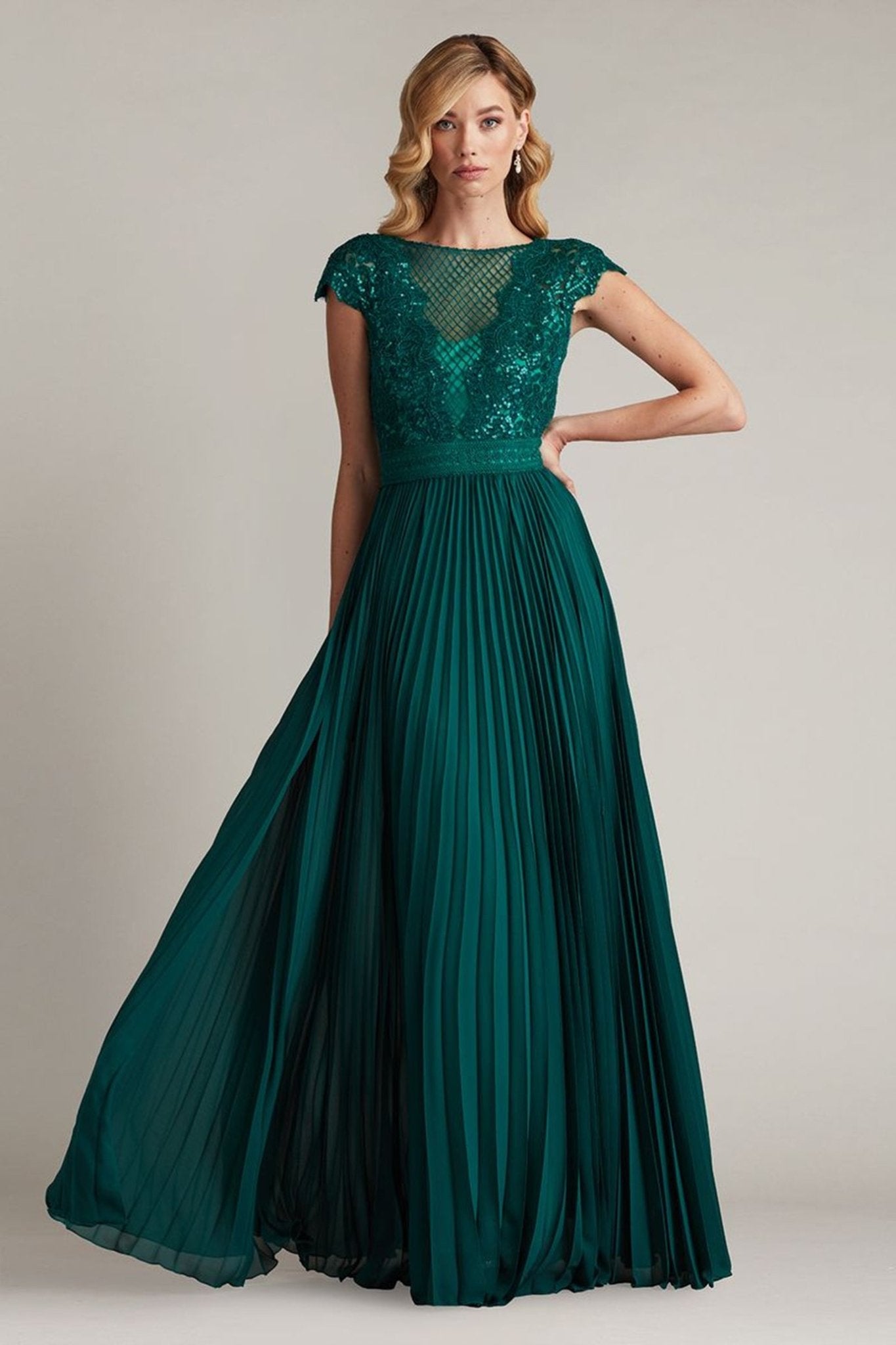Surette Sequin Embroidered & Pleated Chiffon Gown - ALBOUSHIYA - district 5 - dubai - riyadh - abaya - dresses - designers - evening wear - luxury - elegance - craftsmanship - gowns - cocktail dresses - collections - georges