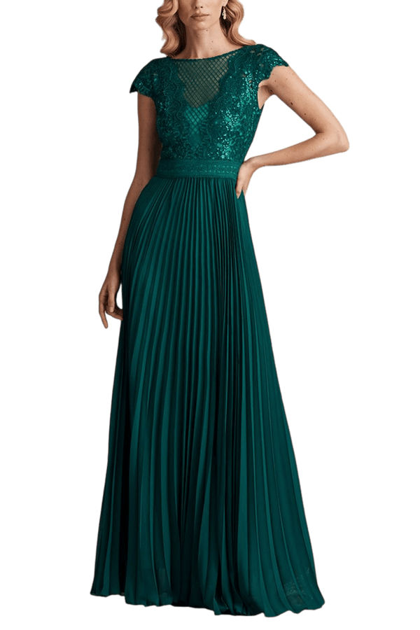 Surette Sequin Embroidered & Pleated Chiffon Gown - ALBOUSHIYA - district 5 - dubai - riyadh - abaya - dresses - designers - evening wear - luxury - elegance - craftsmanship - gowns - cocktail dresses - collections - georges