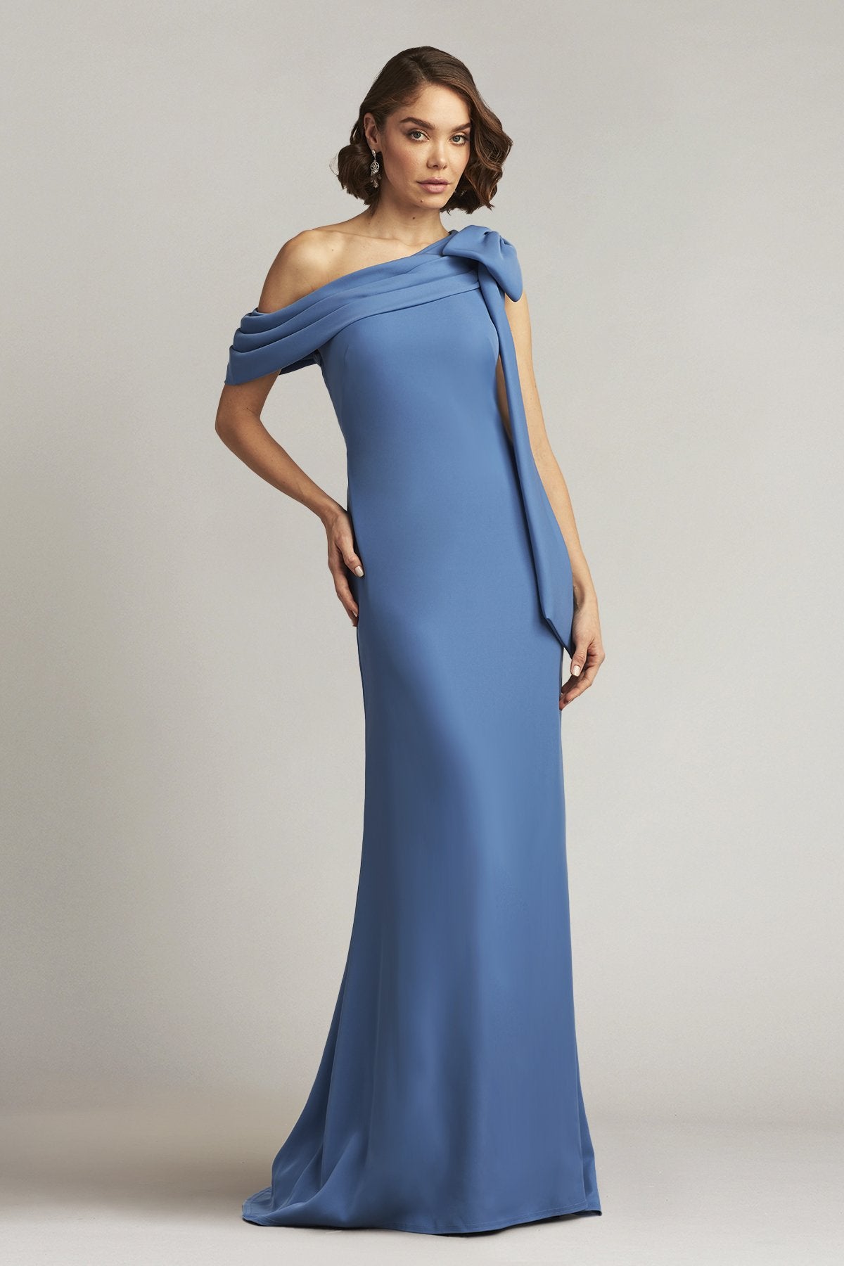 Blue Cassia Bow-Shoulder Gown