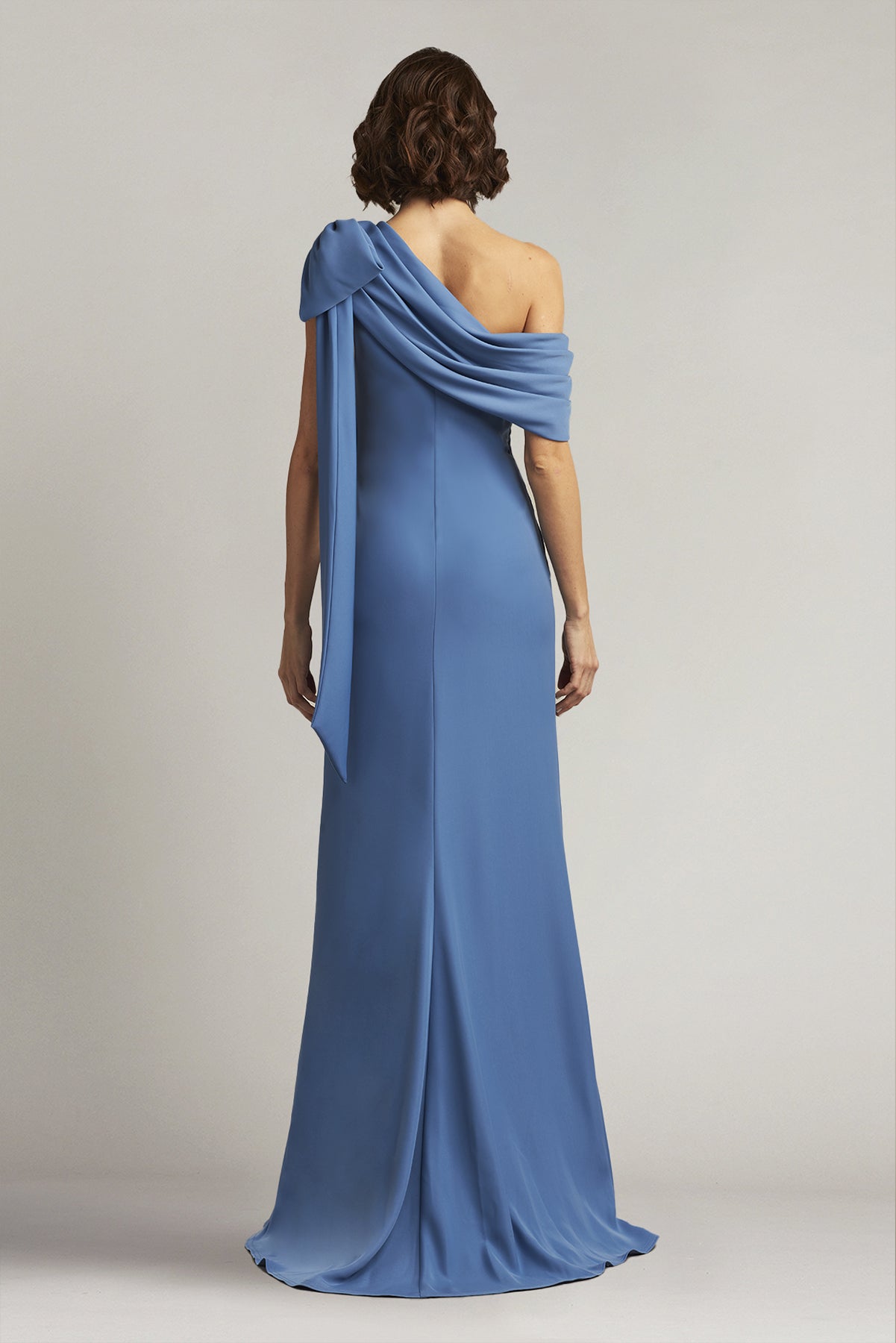 Blue Cassia Bow-Shoulder Gown