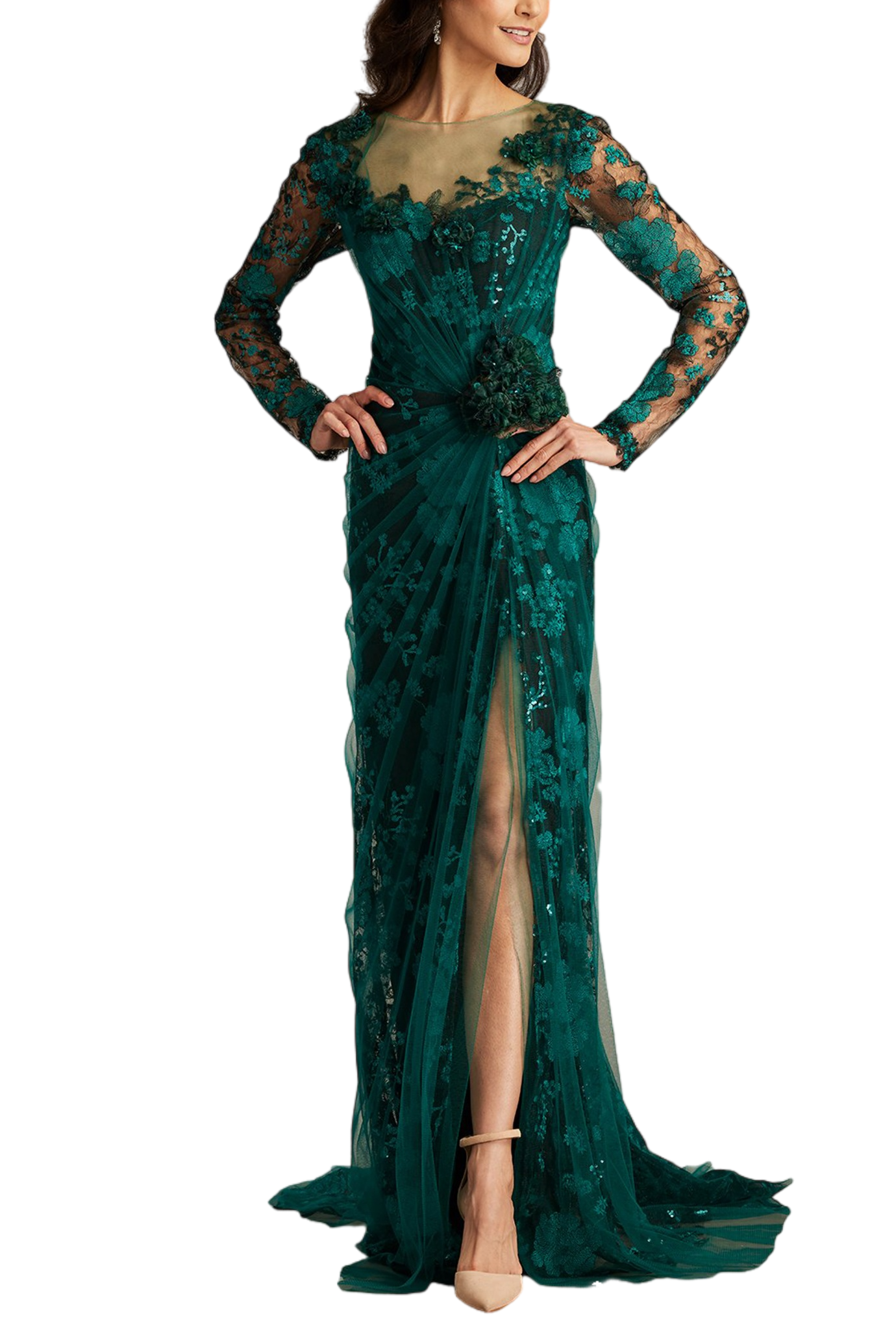 Silvia Embroidered Illusion Gown