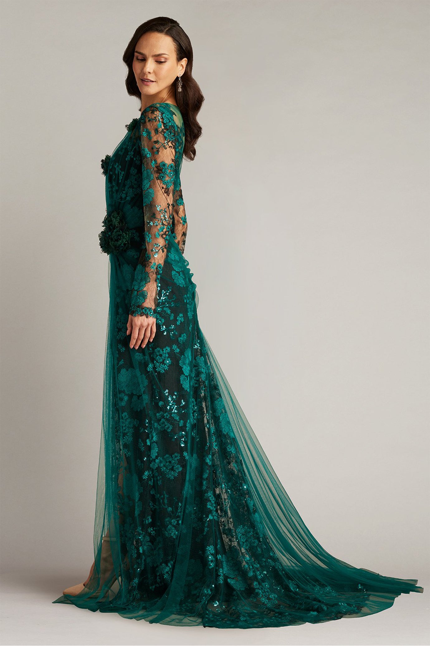 Silvia Embroidered Illusion Gown