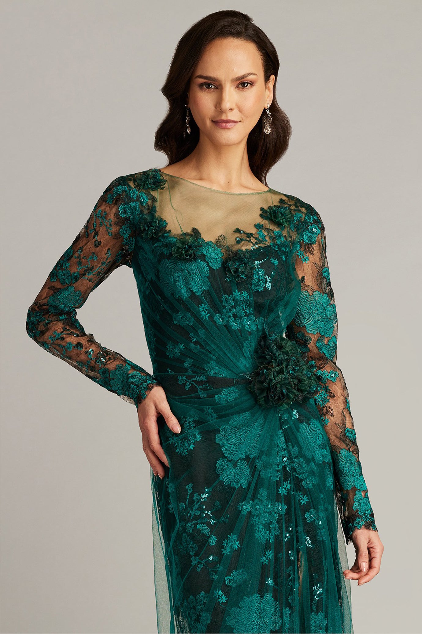 Silvia Embroidered Illusion Gown