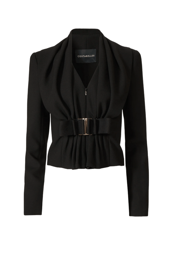 Taya Crepe Wool Jacket - ALBOUSHIYA - district 5 - dubai - riyadh - abaya - dresses - designers - evening wear - luxury - elegance - craftsmanship - gowns - cocktail dresses - collections - georges