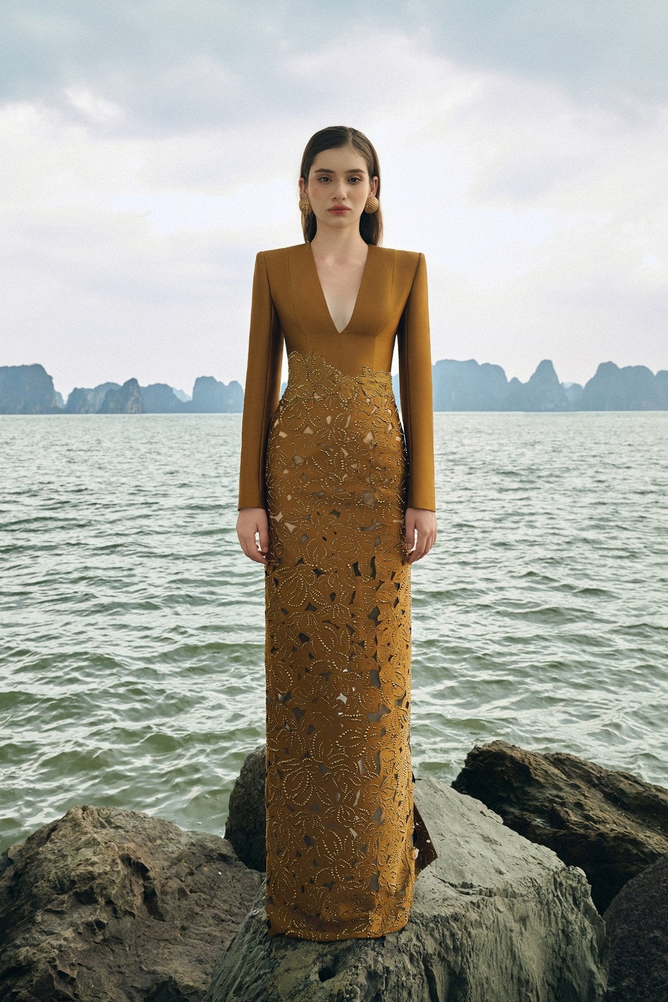 Taylor Sheath Floral Taffeta Floor Length Dress - ALBOUSHIYA - district 5 - dubai - riyadh - abaya - dresses - designers - evening wear - luxury - elegance - craftsmanship - gowns - cocktail dresses - collections - georges