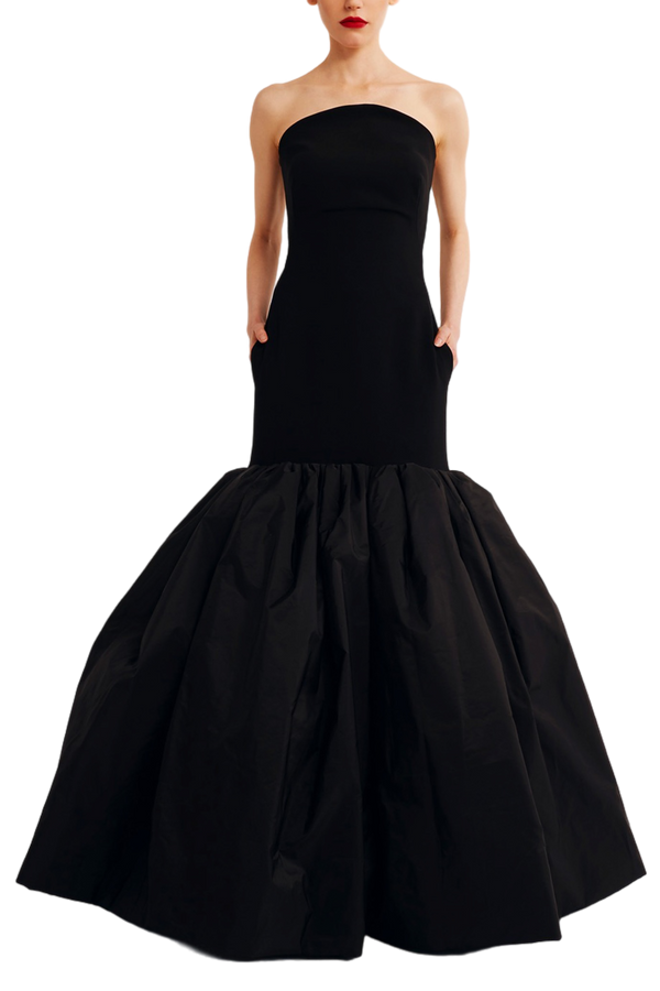 Strapless Mermaid Dress with Dramatic Pleats