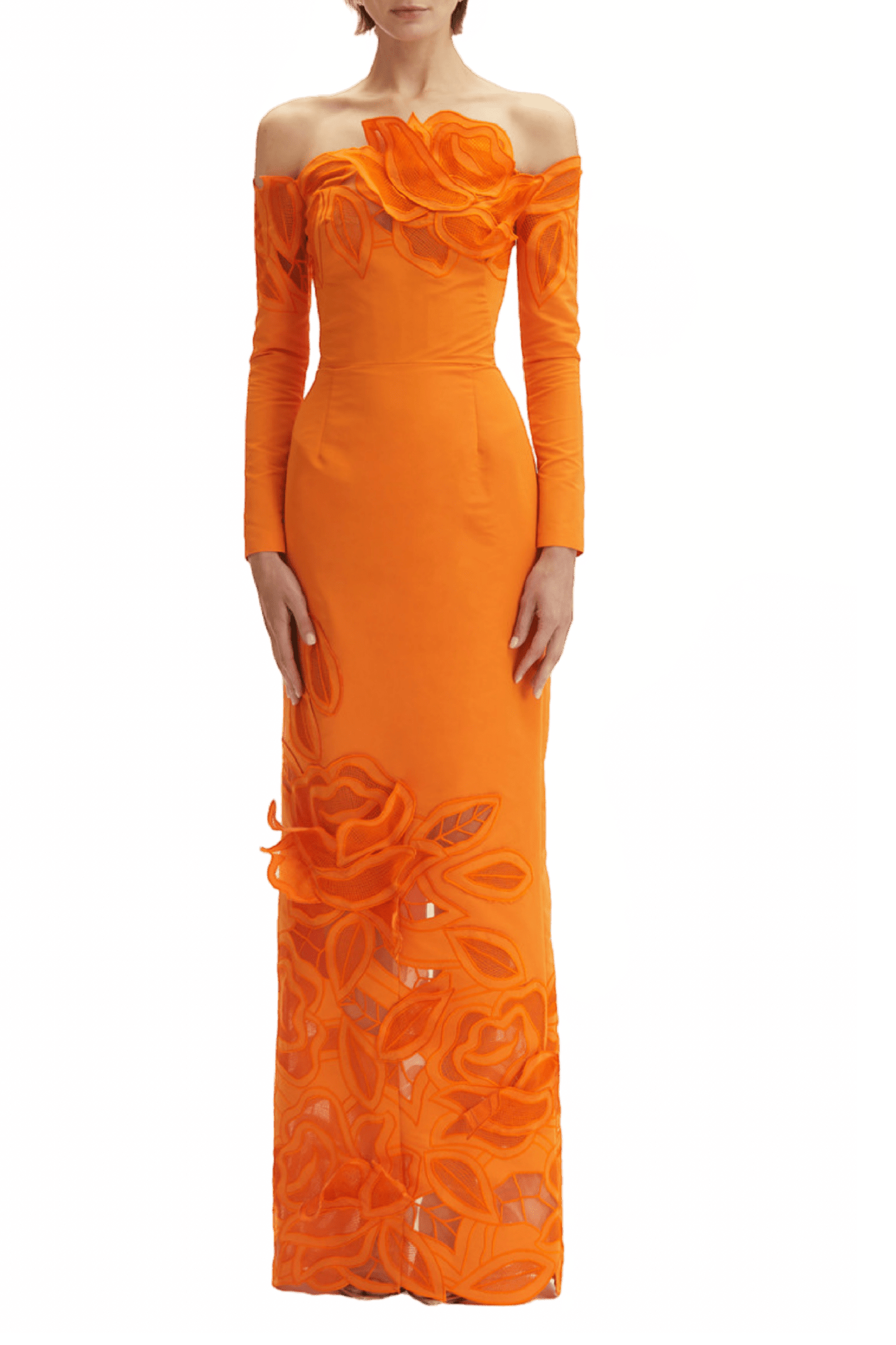 Threadwork Cut Out Roses Gown - ALBOUSHIYA - district 5 - dubai - riyadh - abaya - dresses - designers - evening wear - luxury - elegance - craftsmanship - gowns - cocktail dresses - collections - georges