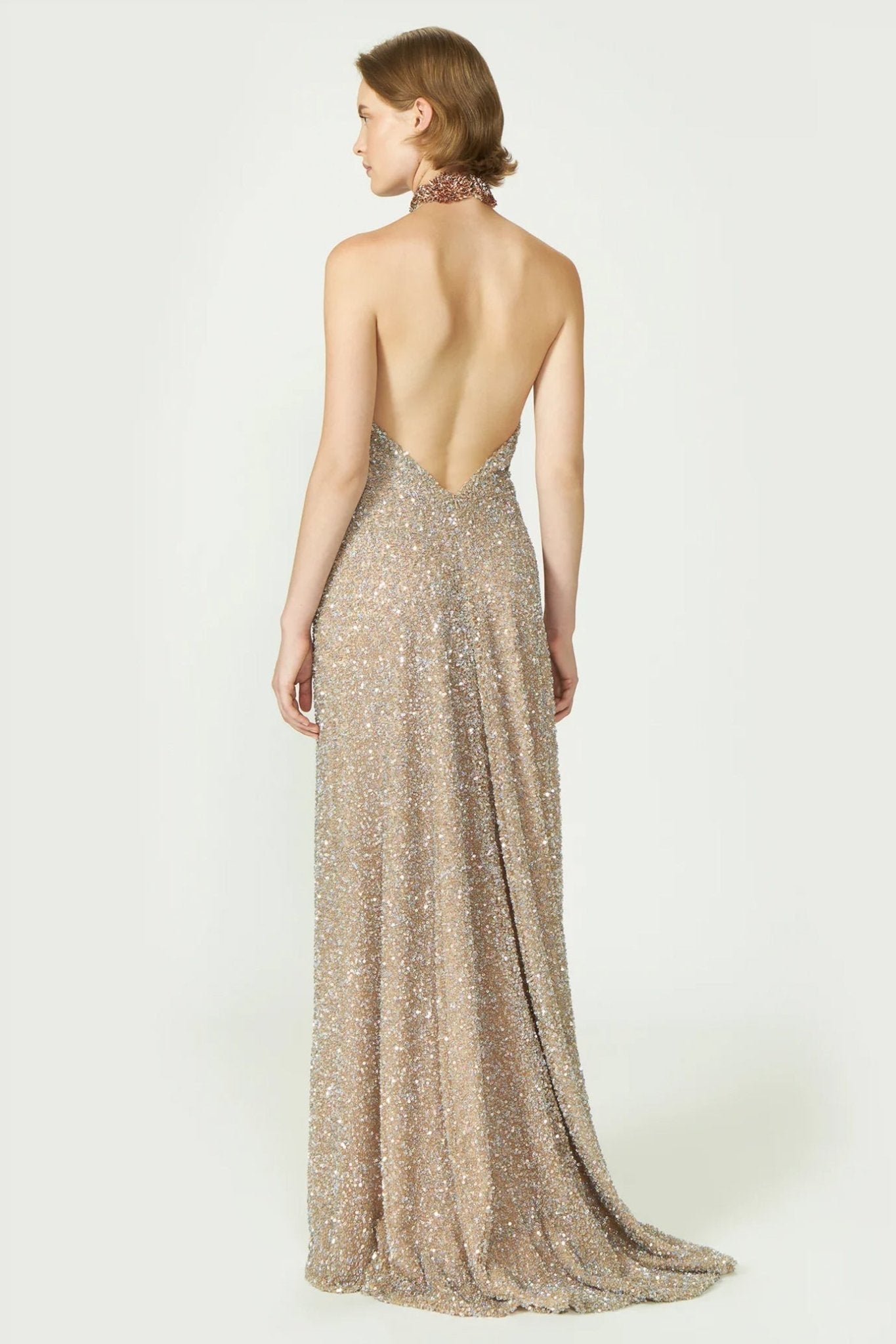 Trinity Sequin Halterneck Gown - ALBOUSHIYA - district 5 - dubai - riyadh - abaya - dresses - designers - evening wear - luxury - elegance - craftsmanship - gowns - cocktail dresses - collections - georges