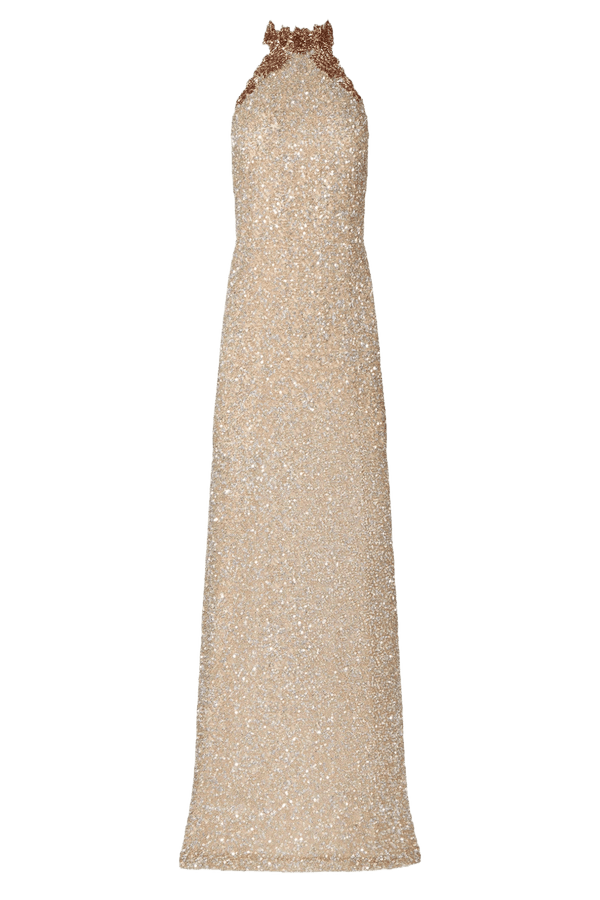 Trinity Sequin Halterneck Gown - ALBOUSHIYA - district 5 - dubai - riyadh - abaya - dresses - designers - evening wear - luxury - elegance - craftsmanship - gowns - cocktail dresses - collections - georges