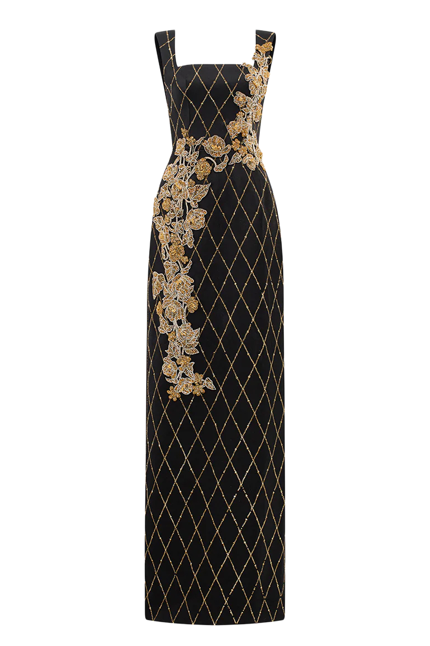 Strappy Fish Net Crystalline Straight Dress
