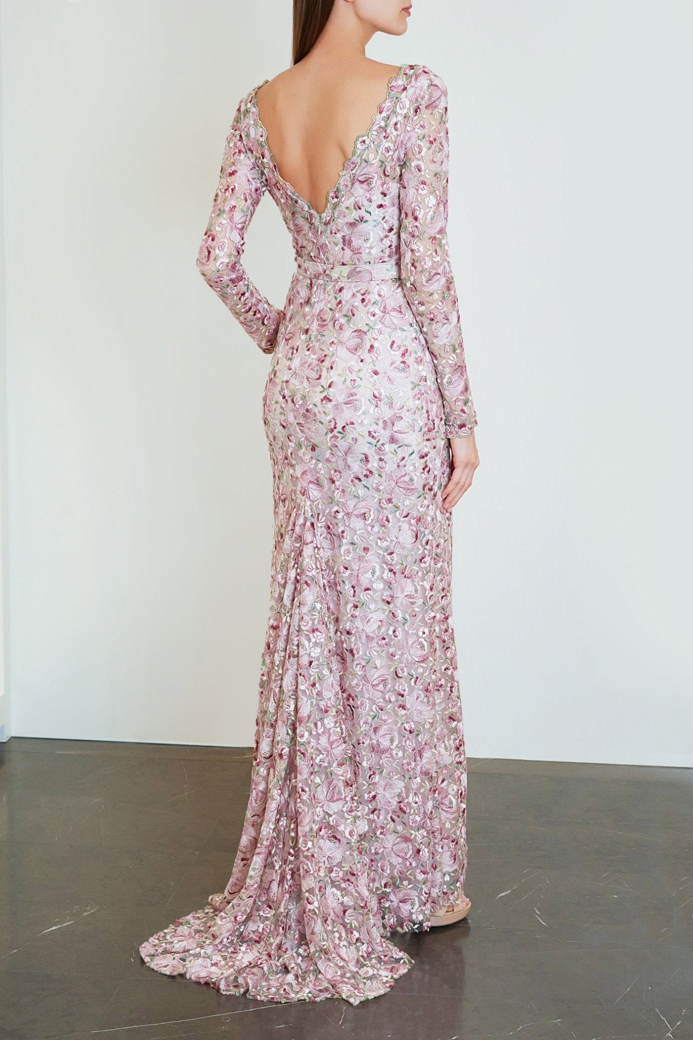 Tulle Embroidered Sheath Maxi Dress - ALBOUSHIYA - district 5 - dubai - riyadh - abaya - dresses - designers - evening wear - luxury - elegance - craftsmanship - gowns - cocktail dresses - collections - georges